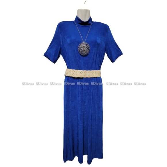 𝅺 Blue Dress Loose Fitting Midi Dress - Picture 1 of 11